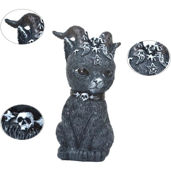 Set med 4 katt-Halloween-dekorationer - Fairy Trädgårdstillbehör, Kattdekor, Kattfigurer Katt Halloween