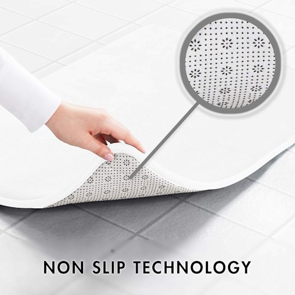 Memory Foam Bademåtte Skridsikker Absorberende Super Hyggelig Fløjls Badeværelse Tæppe til badeværelse White 17" X 24"