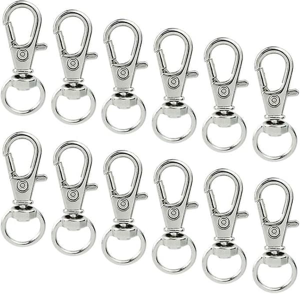 50 st Vridlås Snodd Snap Hooks, Metall Vridbar Snodd Snap Hook Hummerlås (Silver)