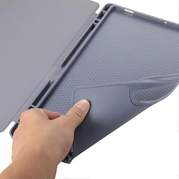 For Samsung Galaxy Tab S10+ Deksel med Penneholder Solid Farge Tri-Fold Stativ PU Lær+Nettbrettdeksel