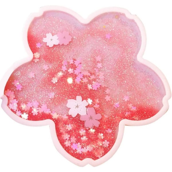 Sakura Glitter Coaster, Romantisk Sakura Quicksand Pink Coffee Heatpad Water Coaster