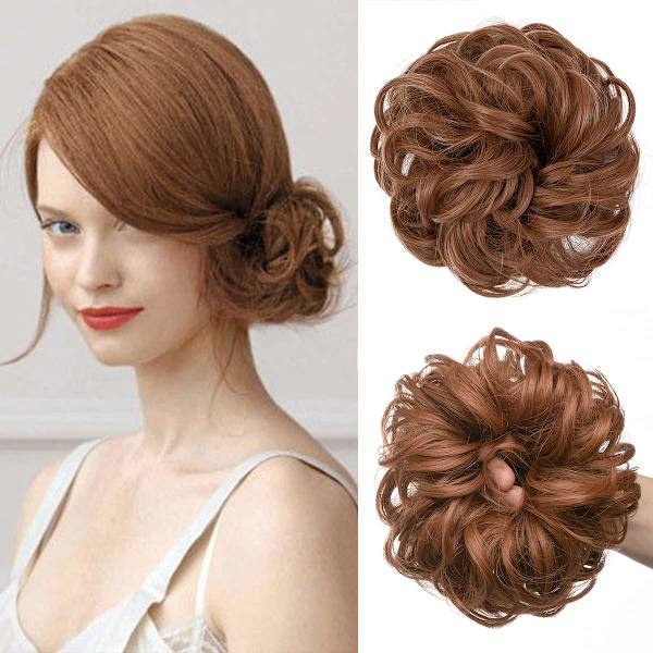 Peruk med elastiskt band, stor bulle peruk, 1 st Style 2