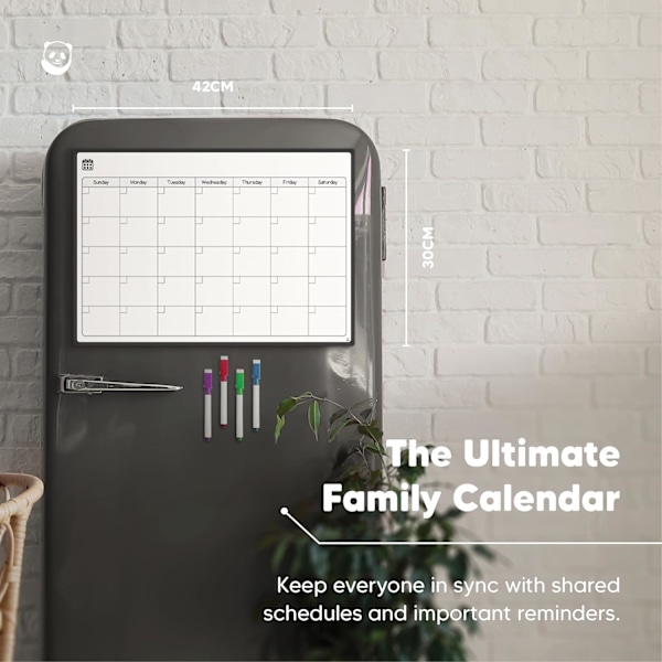 Magnetisk kjøleskap whiteboard kalender - Perfekt månedsplanlegger, memo eller påminnelse om arrangementer for voksne og barn - Oppslagstavle - Månedlig