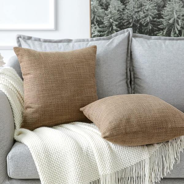 2 kpl tyynynpäällistä, yksivärinen, pellavainen tyynynpäällinen, sohvaan, makuuhuoneeseen, kotiin, 45*45cm Coffee color