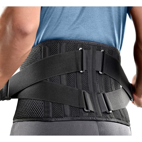 Air Mesh ryggstödsbälte för män kvinnor Lindring av smärta i nedre delen av ryggen med 7 stag, justerbar, XL