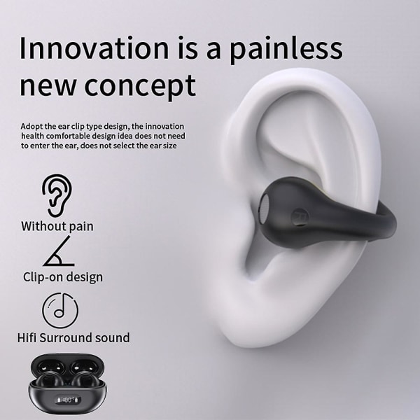 Trådlösa öronsnäckor Bluetooth 5.3 Open Ear öronsnäckor Cykel öronsnäcka Brusreducerande headset black