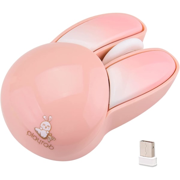 Cute Rabbit trådlös mus, lätt och tyst mus, 2,4G trådlös mus, Candy Color, (Pink Rabbit)