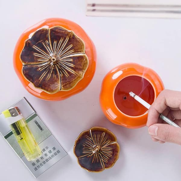 Persimmon Ruyi Ashtray, flygsäker askkopp med lock, används för hem vardagsrum soffbord