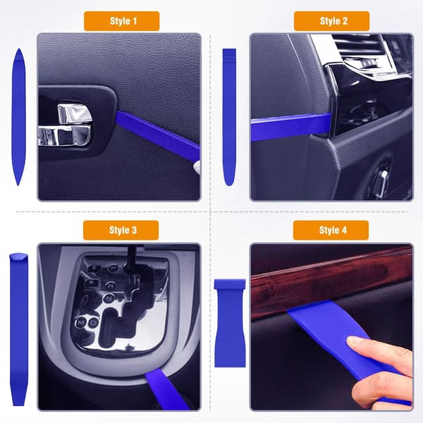 8PCS Auto Trim Scratch Pry Car Audio Dash Door Panel Window Molding Fastener Remover Tool Kit-Blå