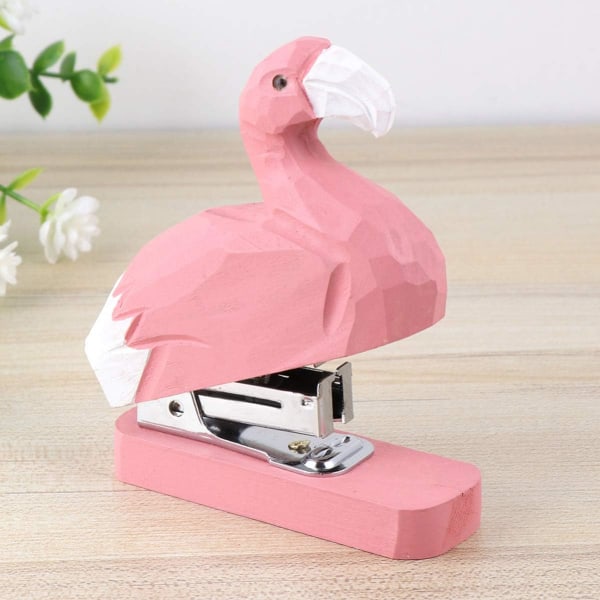 Flamingo Mini Animal Stapler Uutuus Puinen Stapler Vivid Käsintehty Puinen Stapler, Työpöydän Koristelu Kouluun Toimistoon Kirjastoihin Lapsille