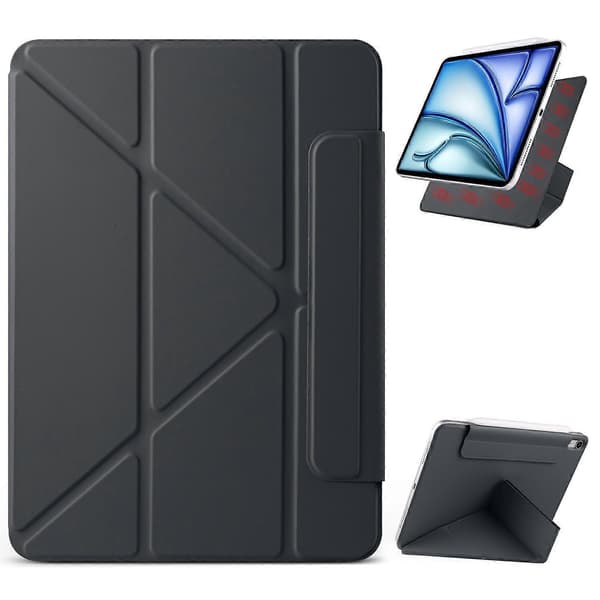 Etui til iPad mini (2024)/(2021) PC+PU Læder Origami Stand Magnetisk Tablet Cover - Sort