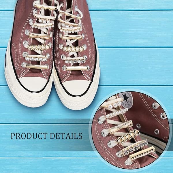 Par Shoelace Charm Clip Sneaker Shoelace Dekorasjon DIY gold