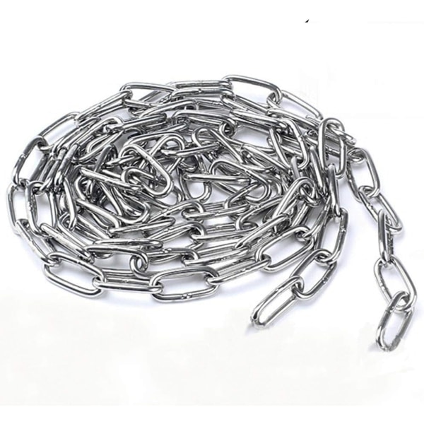 Sterk og robust rustfritt stålkjede, med sveisede stållenker, 4 mm - 1 meter