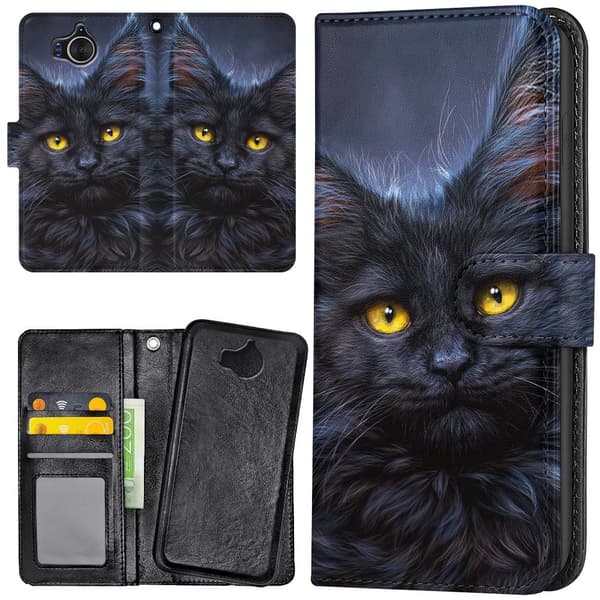 Huawei Y6 (2017) - Lommebokveske/deksel Svart katt