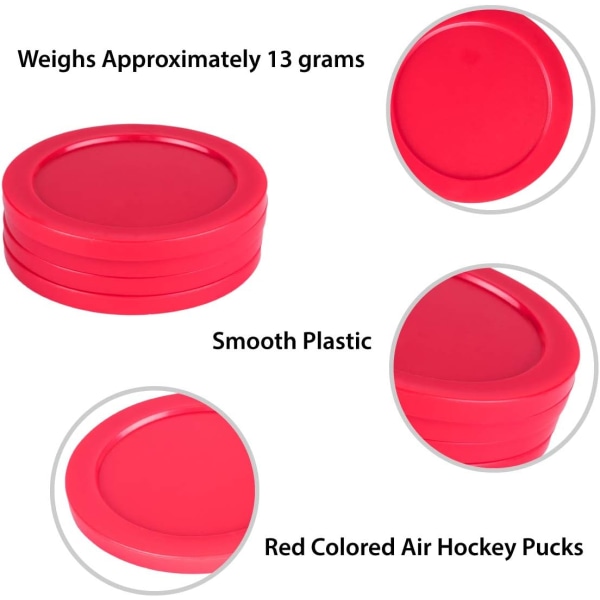 Home Air Hockey Red Replacement 2,5" Puck för spelbord, utrustning, tillbehör (4-pack)