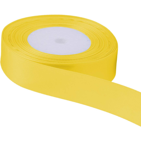3,8 cm x 22 meter dobbeltsidet satin polyesterbåndruller til stof, gør-det-selv-kunst og håndværk, sløjfer, gaveindpakning, bryllupsdekorationer, gul