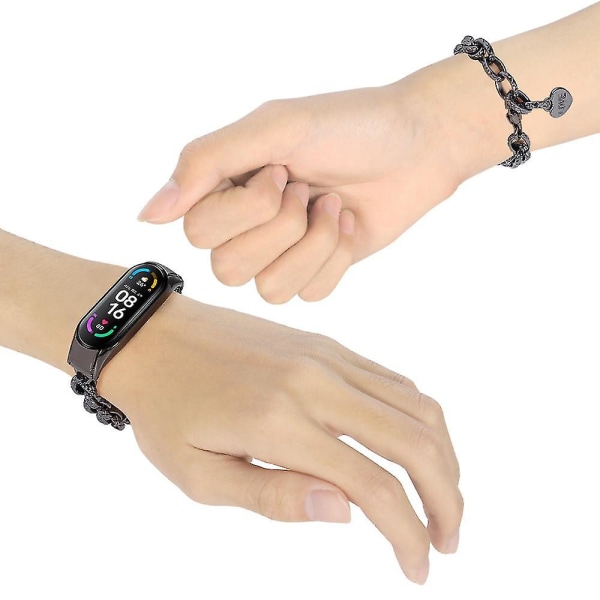Smart armbåndsrem for Xiaomi Mi Band 7 6 5 - Dame armbånd i rustfritt stål for Xiaomi Mi Band 7