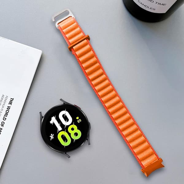 Kompatibel med Galaxy Watch 5 / 5 Pro / 4 Rem Justerbar Nylon Spenne Orange