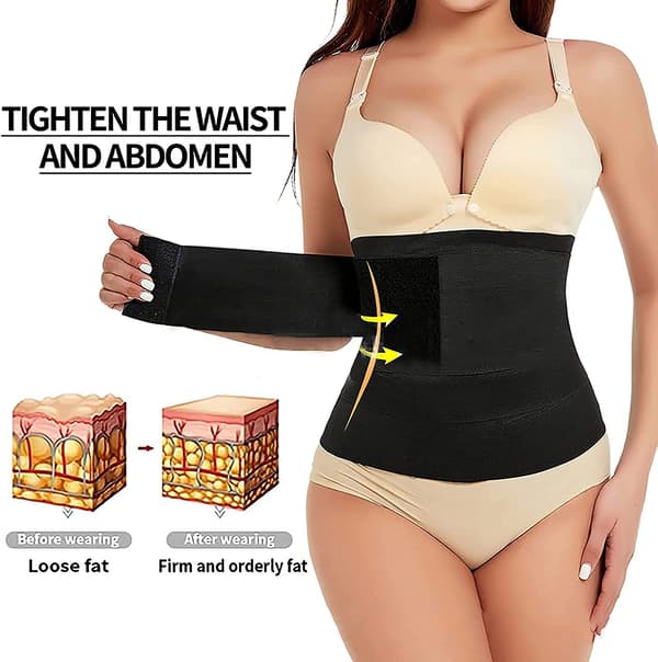 Bandage Wrap Lumbar Waist Support Belt, Compression Lower Back Brace, Tummy Control Waist Trimmer