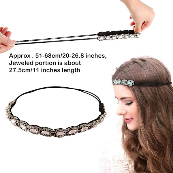 Rhinestone-prydda fashionpannband, 5 st present elastiska pannband