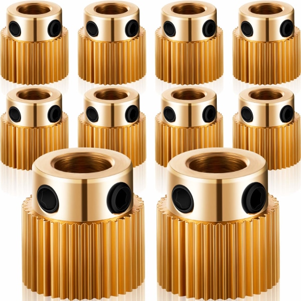 Extruderhjul 3D-skrivardelar 40 tänder kugghjul mässing extruderhjul kompatibel med CR-10, CR-10S, S4, S5, Ender 3, Ender 3 Pro (10)