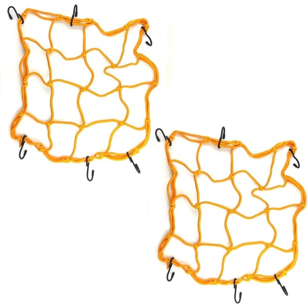 2 kpl tavaratilan verkkoa, 40*40cm telineen elastinen säilytysverkko 6 pyörän moottoripyörän säädettävät koukut (keltainen)