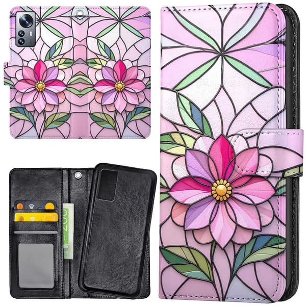 Xiaomi 12 Pro - Pung Etui/Etui Glas Blomst