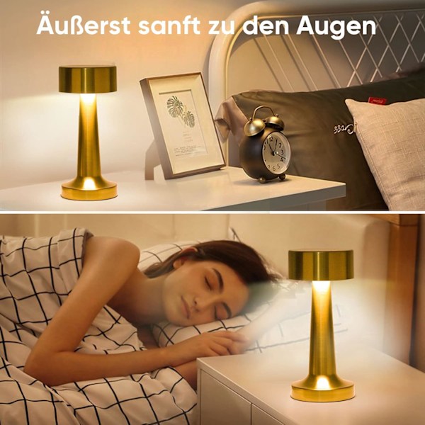 Pakke med dimbar skrivebordslampe, oppladbar LED-lampe gold