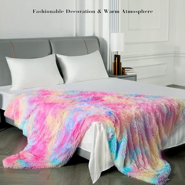 Tæppe, Hvert tæppe er det eneste regnbue tæppe, Fluffy tæppe 130×160 cm, Kunstpels tæppe, Blødt varmt tæppe