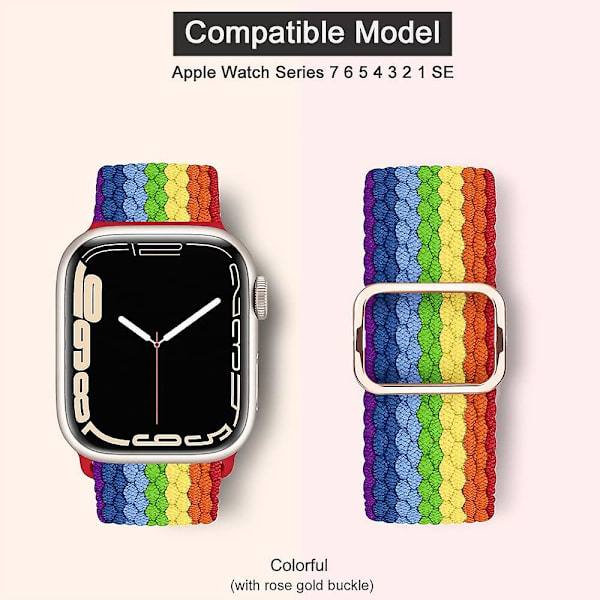 Strækbar Solo Loop-rem kompatibel med Apple Watch-rem 41mm 40mm 38mm, justerbar elastisk nylonflettet sport