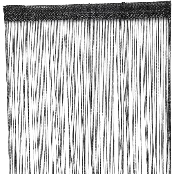 Gardin, trådgardin, 100 x 200 cm, metalllook, vanlig stroboskop, vacker dekoration, för insektsgardin eller rumsavdelare (svart)