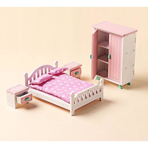 Wooden dollhouse furniture set miniature dollhouse accessories for house bedroom, dollhouse toys, dollhouse furniture, dollhouse furniture