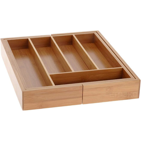 Udtrækkelig bestikbakke i bambus 33,5 x 28 cm-45 cm