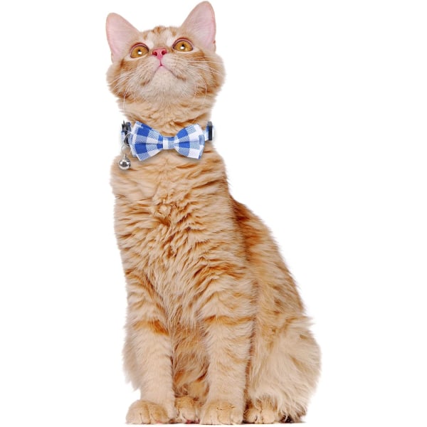 Set Cat Collar Avtagbar med söt fluga och Bell Pläd för Kitty Justerbar Säkerhet