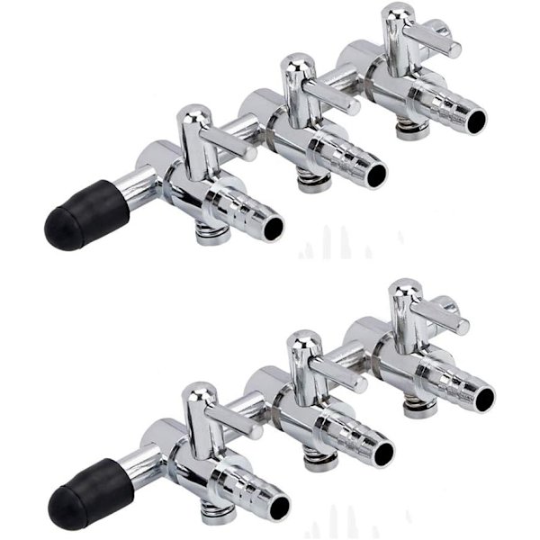 2 stk 3-veis akvarium krom metall radmanifold luftlinjekontrollventil luftkran luftfordeler