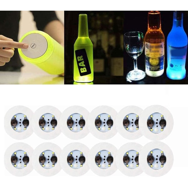 LED-brikke, 12-pak lysende brikker, LED-flaskelys