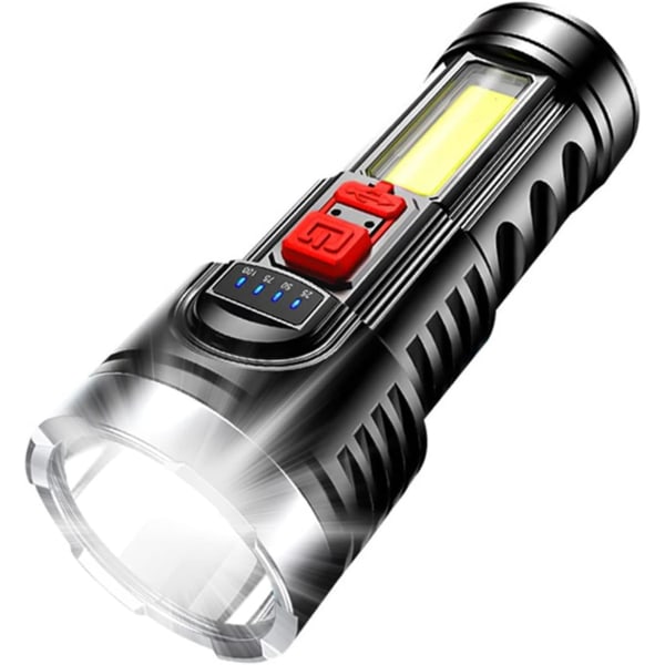 LED ficklampa Superbright USB uppladdningsbar ficklampa med 4 ljuslägen Vattentät