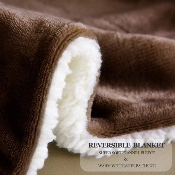 Sherpa filt Varm filt för vinter Supermjuk luddig flanellfleece/ullliknande vändbar sammetsplysch sofffilt Lätt Brown 50"x60"