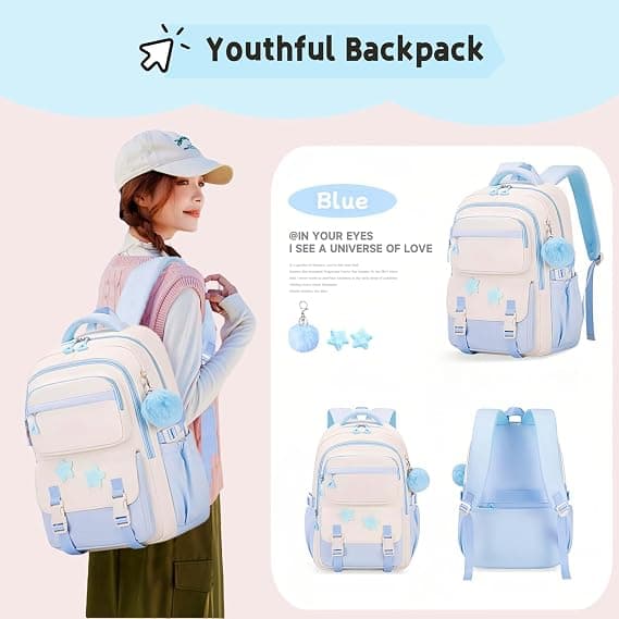 Ryggsäck för barn Skolväska Kapacitet Studentväska Casual Daypack (blå) blue