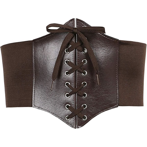 Women Corset - Adjustable Drawstring Corset Belts Sleeveless Strapless Pu Leather Bustier