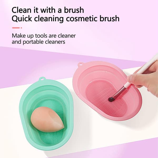 Multifunktionel kosmetisk børste renser, bærbar sammenklappelig premium silikone makeup børste renser