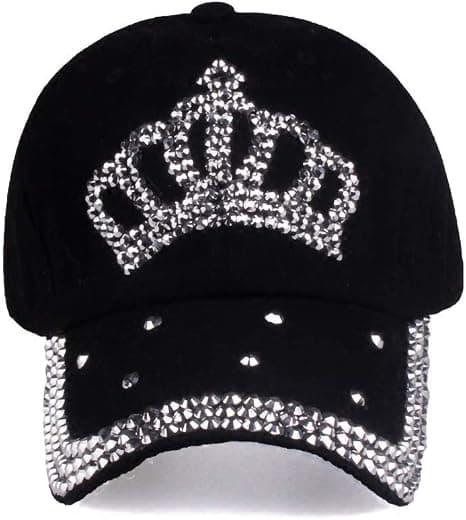 Dame Baseball Cap, Rhinestone Solhatt Justerbar Denim Jeans Hat