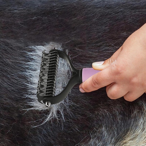 Pet Safe Dematting Comb, 2-i-1 Dubbelsidig Pet Dog Cat Snabb Dematting Verktyg, Multifunktionell Ergonomisk