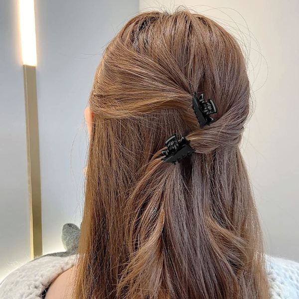 12 stk. små hårklemmer til kvinder og piger, skridsikre hårklemmer, sorte hårklemmer til styling af tykt hår