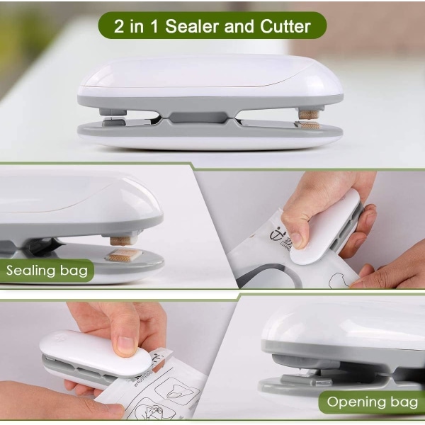 Mini Bag Sealer Heat Sealer, 2 i 1 Sealer och Cutter Portable Mini Sealer Home Machine