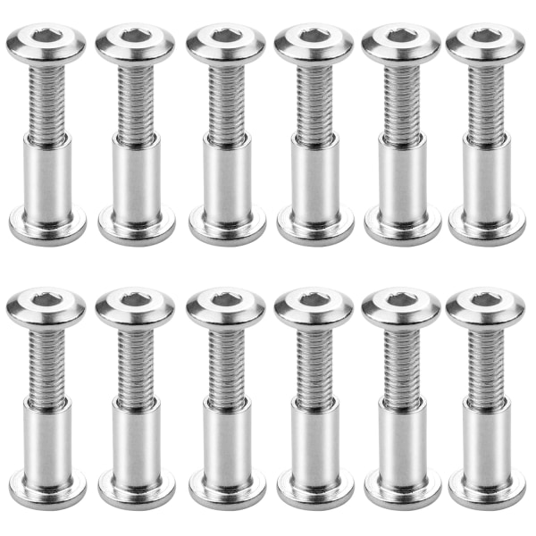 Pack of 12 M6 x 20mm Binding Screws Connecting Screws,Hex Socket Fixing Bolts,with Sleeve Nut,for Connecting Cabinets, Shelves