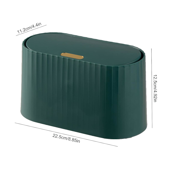Liten papperskorg för skrivbord med lock, 2L Mini skrivbordspapperskorg med trycklock, Bärbar skrivbordspapperskorg Tepåse papperskorg för vardagsrum (GRÖN)