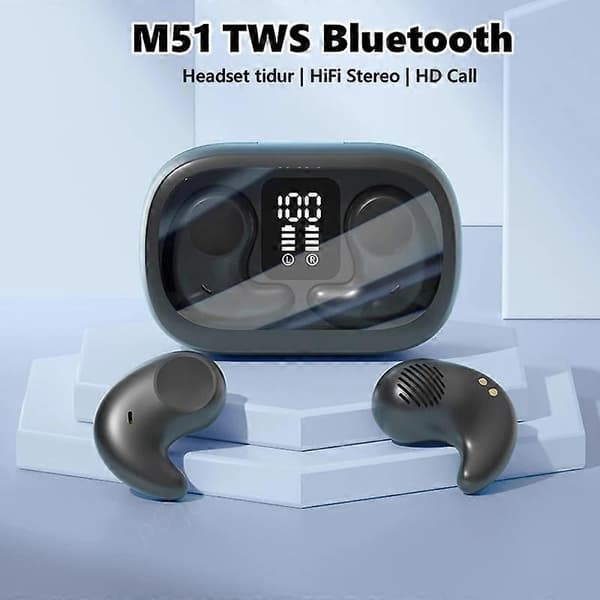 Typ B M51 Mini Bluetooth Hörlurar Brusreducering Trådlösa Sovhörlurar med Laddningsfodral