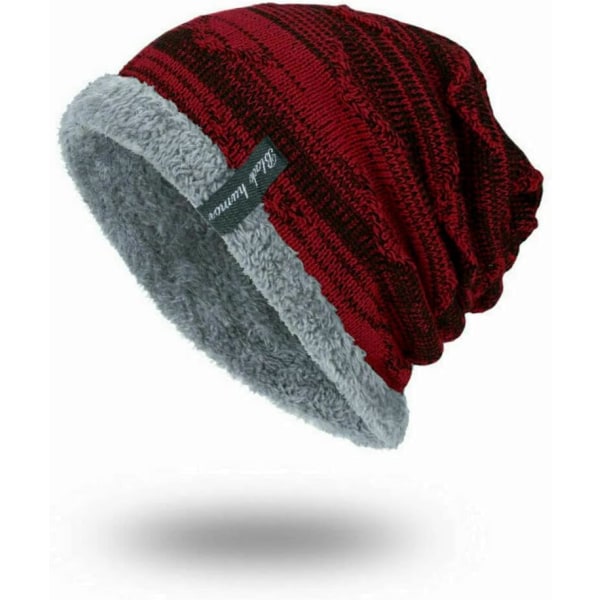Mjukt fodrad tjock stickad cap Varm vinter Slouchy Beanies Hat