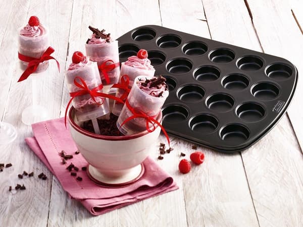 Non-Stick Premium Belagd 24 Mini Muffinplåt, Längd 37.5cm x Bredd 25.5cm, Svart